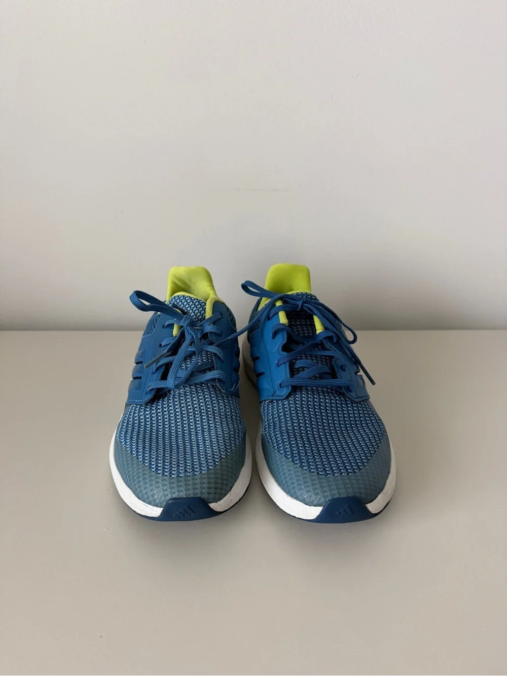 Adidas Rapidarun Running Shoes Boys US 4 Blue Lime Athletic Sneakers